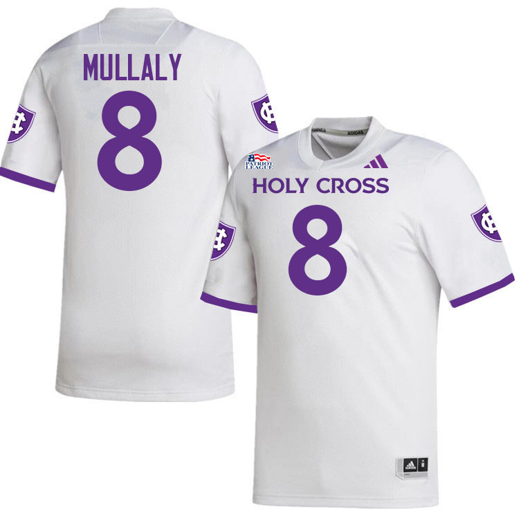 Holy Cross Crusaders #8 Charly Mullaly College Football Jerseys,Uniforms-White